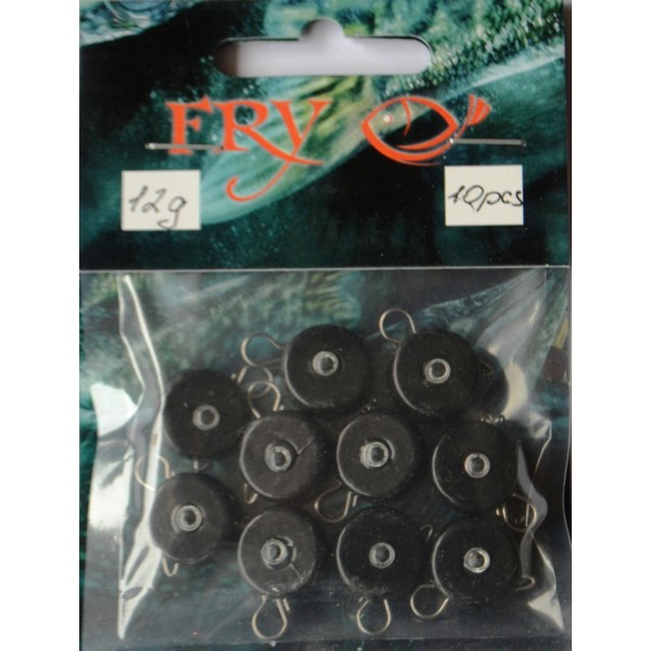 Груз ушастый рыбацкий, таблетка (эксцентрик) цвет Silvereyes Black, 10шт в уп., вес 12г